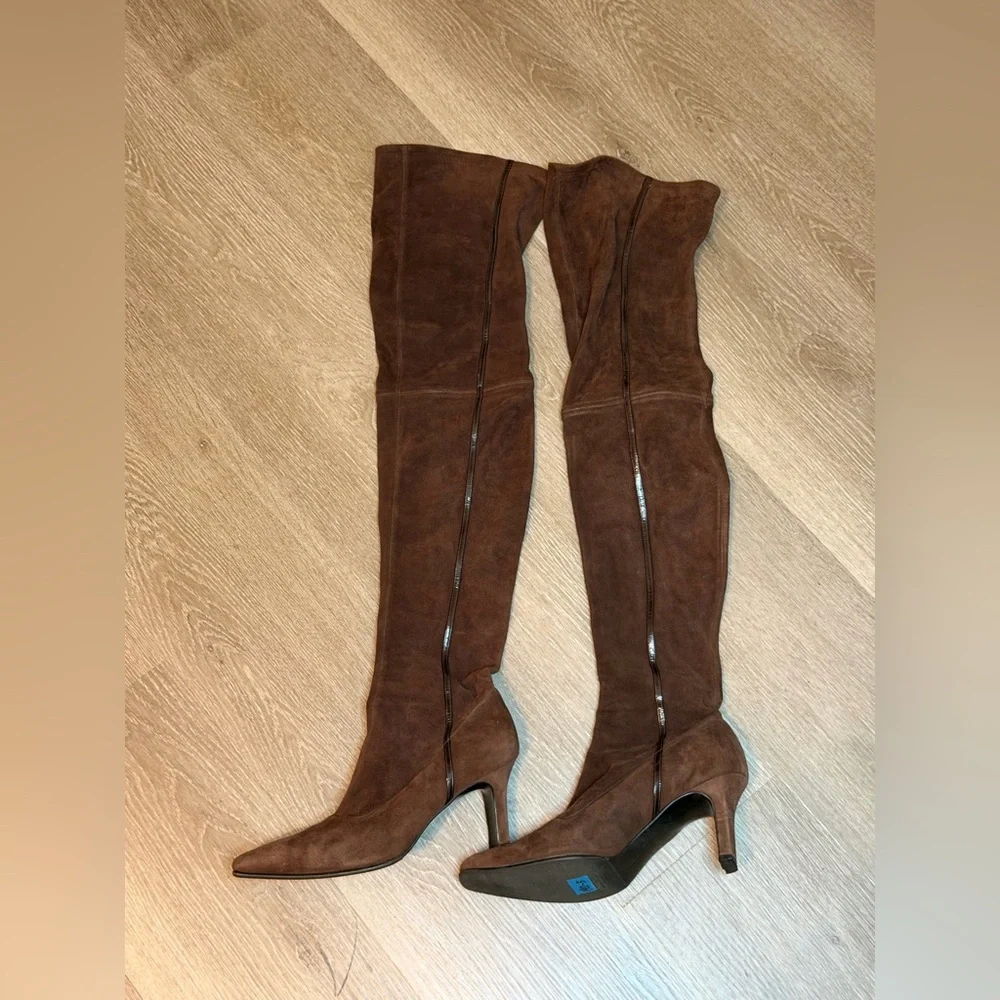 Salvatore Ferragamo Brown Suede Over-the-Knee Boots Size 38